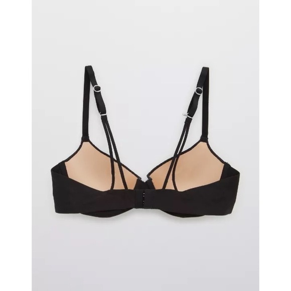 AERIE SUNNIE DEMI BLOSSOM LACE STRAPPY PUSH-UP BRA (BLACK) - Picture 6 of 6